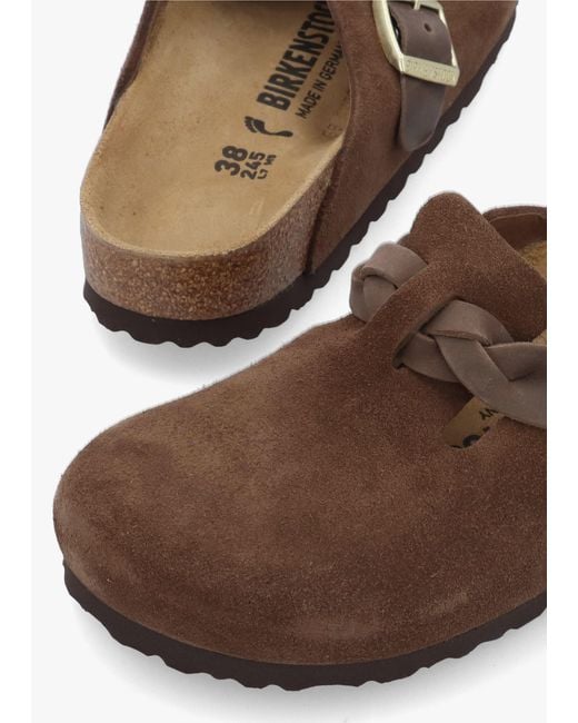 Birkenstock Brown Boston Braided Carafe Suede Leather Clogs