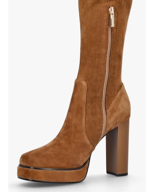 Daniel Brown Sippy Tan Suede Over The Knee Platform Heeled Boots
