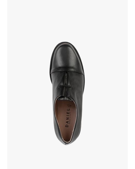 Daniel Crystie Black Leather Embellished Oxford Shoes