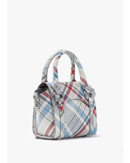 Vivienne Westwood Blue Betty Mini Madras Check Leather Tote Bag