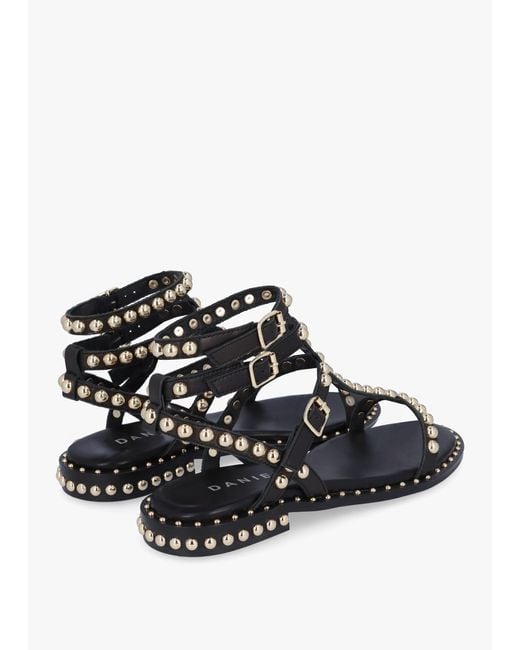 Daniel Eternal Black Leather Studded Gladiator Sandals