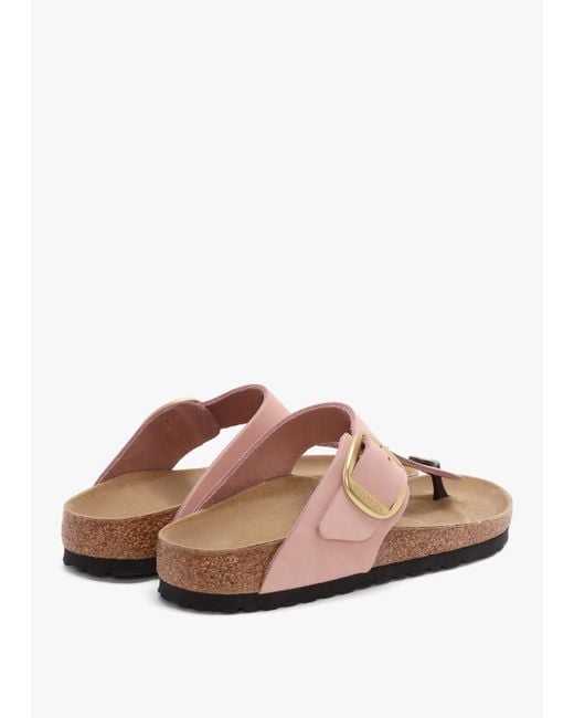 Birkenstock Multicolor Gizeh Big Buckle Soft Pink Nubuck Leather Toe Post Sandals
