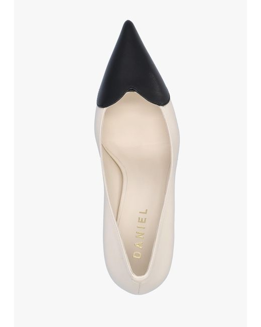 Daniel White Elove Cream Leather Heart Toe Cap Court Shoes