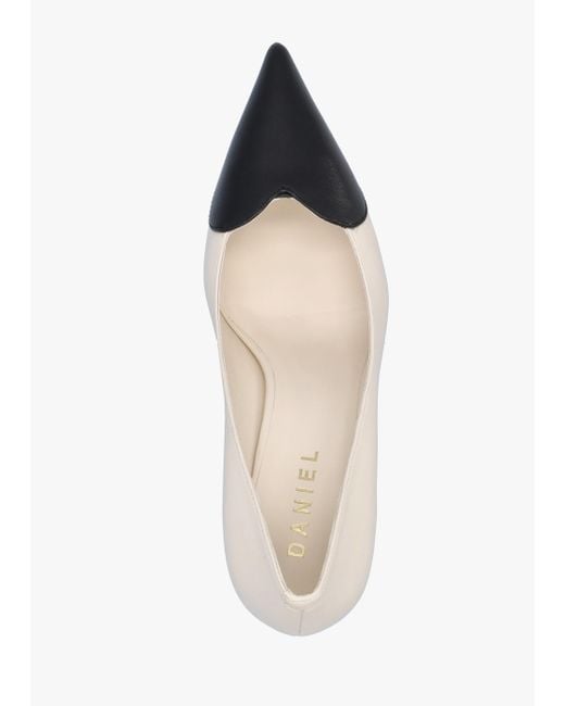 Daniel White Elove Cream Leather Heart Toe Cap Court Shoes