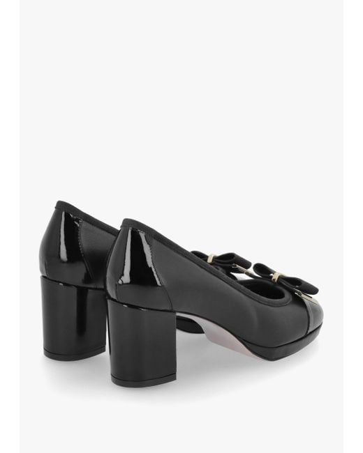 Daniel Paige Black Leather Block Heel Court Shoes
