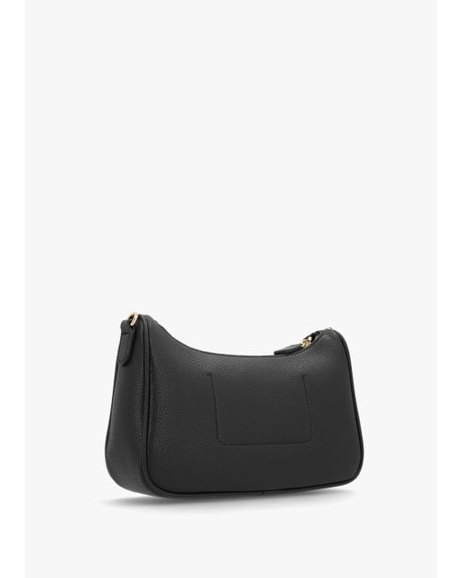 Emporio Armani Lilly Black Silver Pebbled Baguette Bag