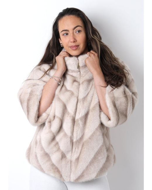 Daniel Multicolor Shaded Stripe Short Sleeve Faux Fur Jacket