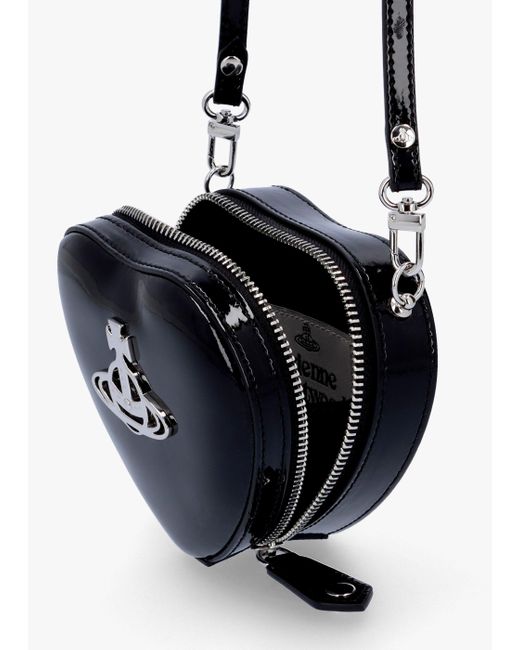 Vivienne Westwood Mini Heart Black Shiny Patent Leather Cross-body Bag