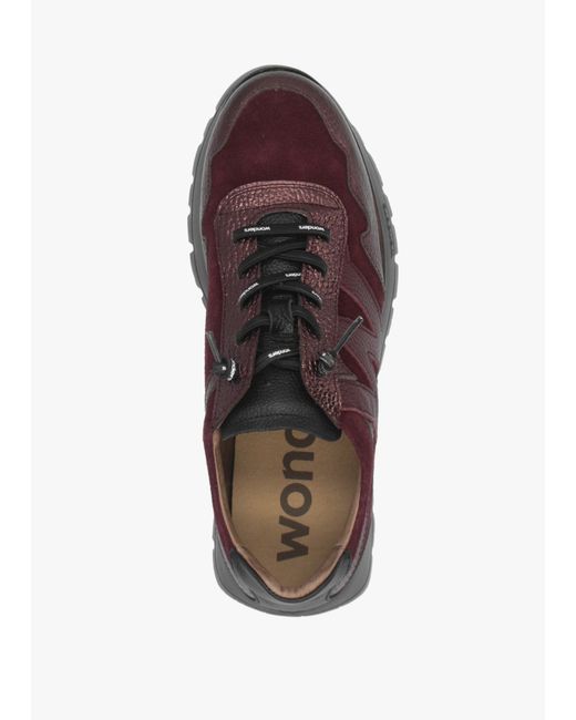 Wonders Brown Odisei 110 Burgundy Metallic Leather & Suede Trainers