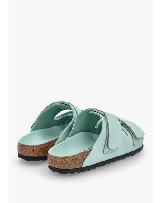 Birkenstock Green Uji Nubuck Leather Two Bar Sandals