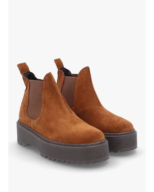 Daniel Brown Lassi Tan Suede Chunky Chelsea Boots