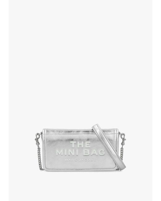 Marc Jacobs White The Metallic Leather Chain Silver Mini Cross-body Bag