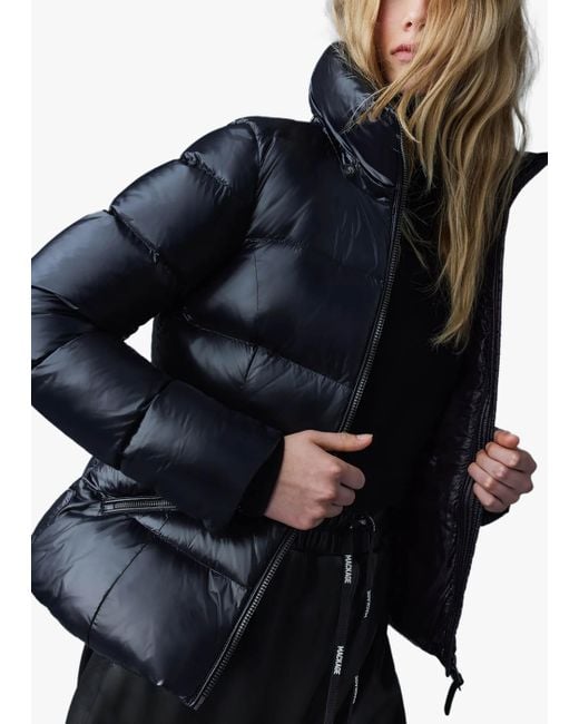 Mackage Blue Women's Madalyn-v Lustrous Light Down Black Jacket