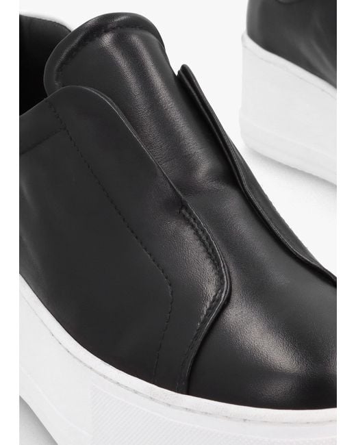 Daniel Tred Black Smooth Leather Laceless Flatform Trainers