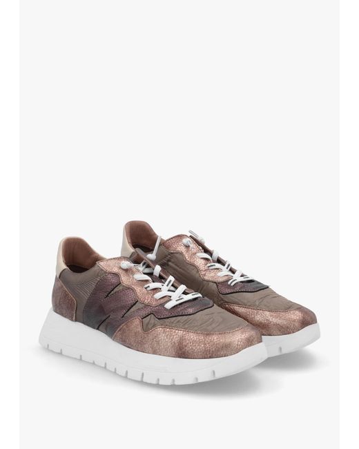 Wonders Brown Odisei 91 Bronze Metallic Leather & Nylon Trainers