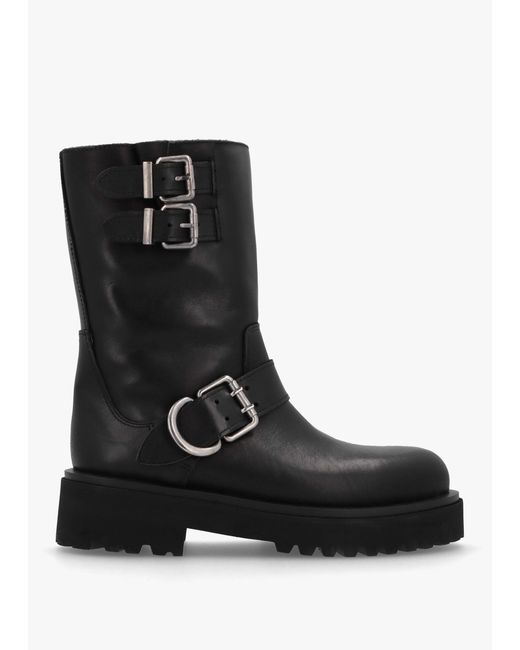 Alpe Black Atom Chunky Biker Boots