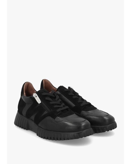 Wonders Black A-4424 Chunky Low Wedge Trainers