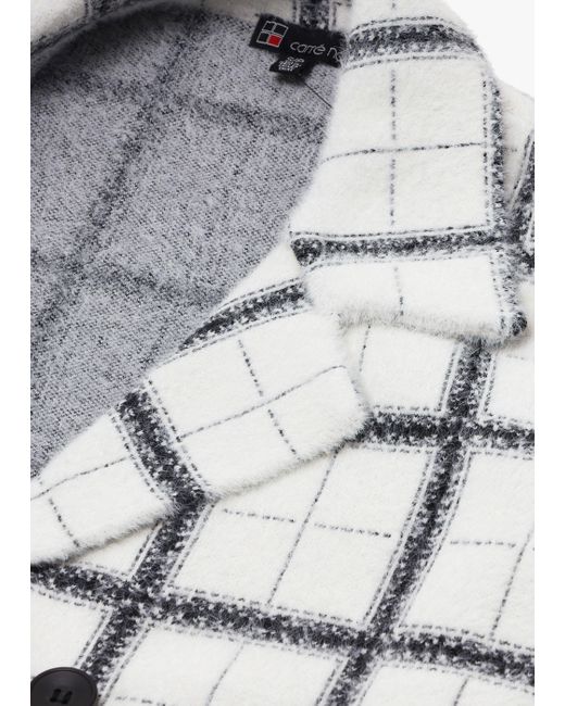 Carre Noir Gray White & Black Checked Duster Coat