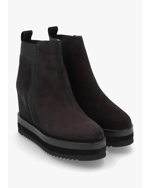 Alpe Azure Black Suede Wedge Chelsea Boots