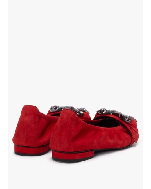 Kennel & Schmenger Red Malu Jewel Embellished Rosso Smoke Suede Pumps