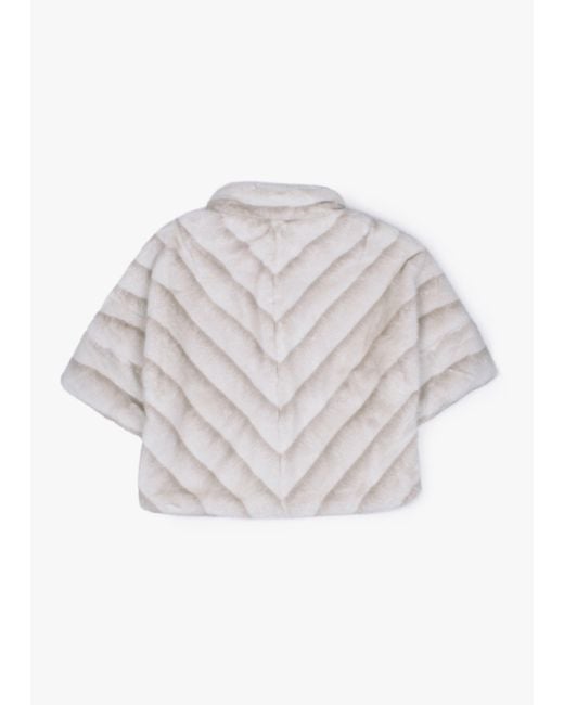 Daniel Multicolor Shaded Stripe Short Sleeve Faux Fur Jacket