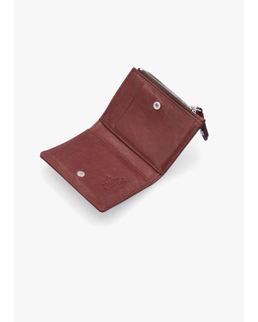 Vivienne Westwood Red Slim Flap Chestnut Leather Card Holder