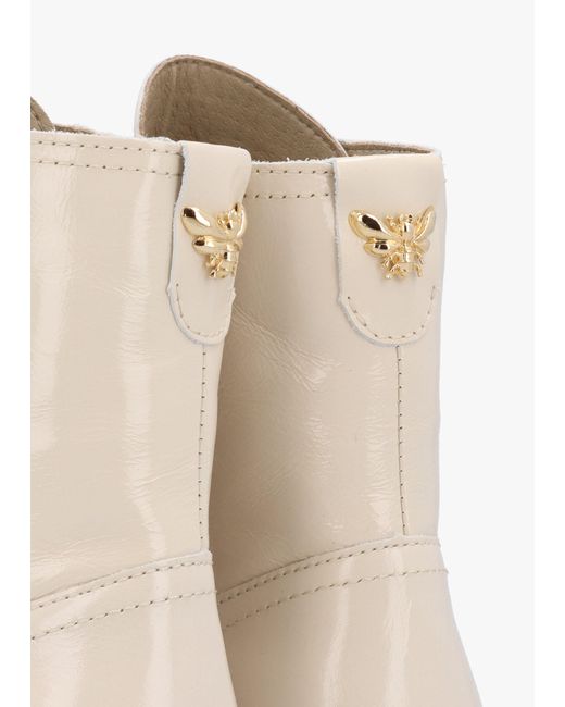 Alpe Acorn White Patent Leather Lace Up Ankle Boots