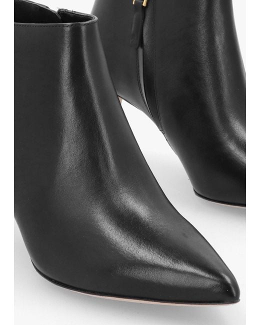 Ralph Lauren Gray Lizie Burnished Black Leather Heeled Ankle Boots