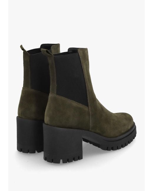 Daniel Brown Luxor Green Suede Block Heel Chelsea Boots