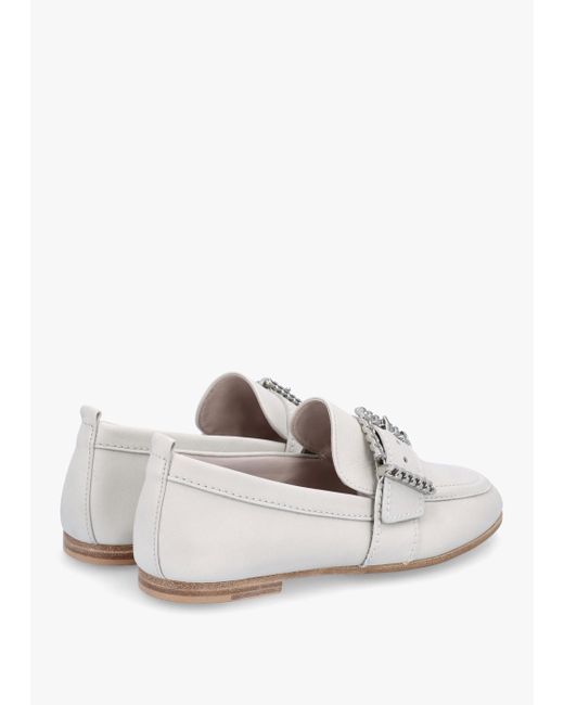 Kennel & Schmenger White Emma Silver Grey Leather Buckle Loafers
