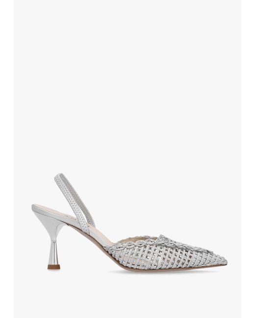 Daniel White Tiffi Low Woven Sling Back Mid Heel Court Shoes