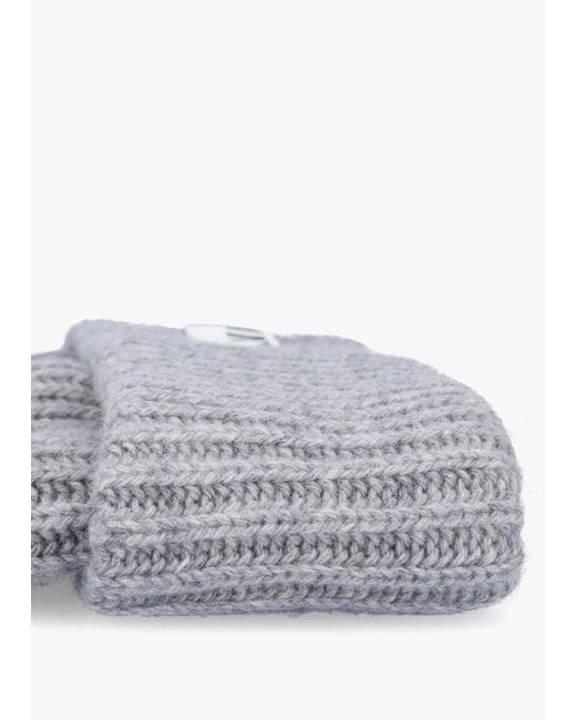 Ganni Gray Grey Oversized Wool Ribbed Beanie Hat