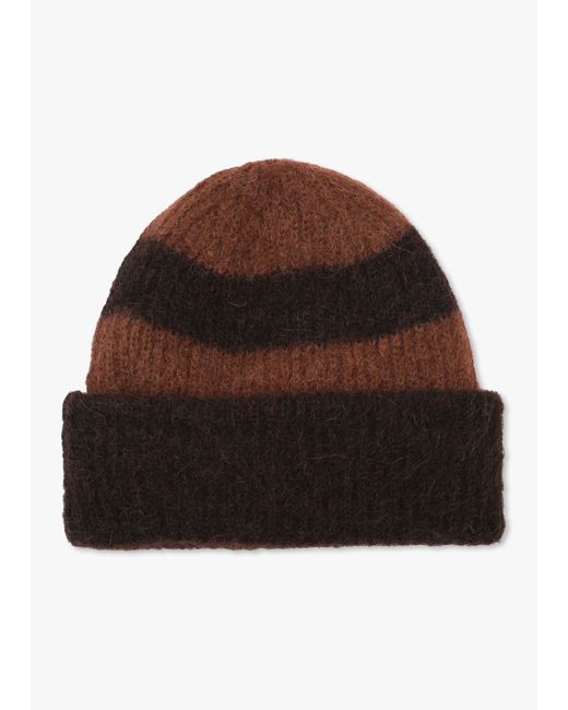 Norse Projects Brown Nprojects Alpaca Mohair Stripe Beanie for men