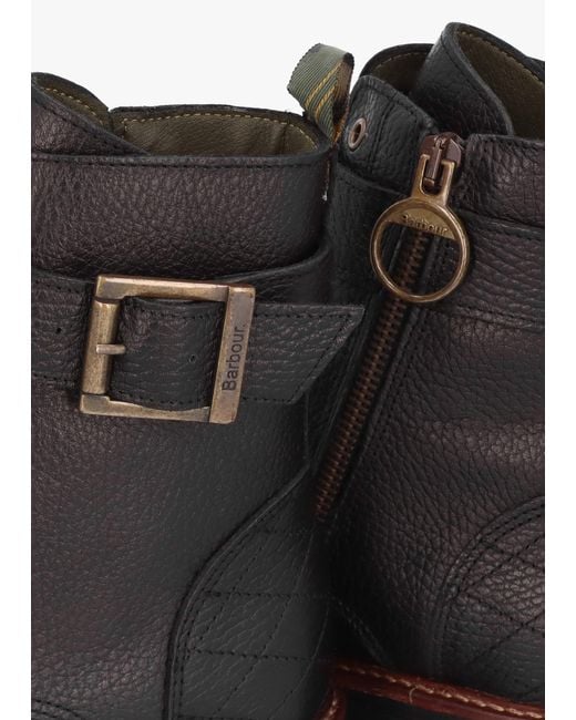 Barbour Black Heidi Pebbled Leather Camando Ankle Boots