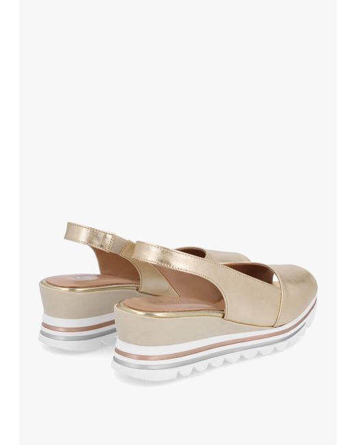 Daniel White Canna Gold Leather Peep Toe Wedge Sandals