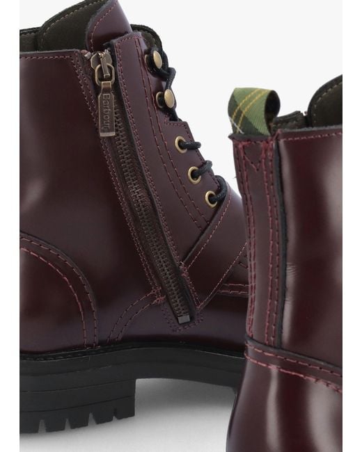 Barbour Purple Ouseburne Cherry Glace Leather Biker Boots