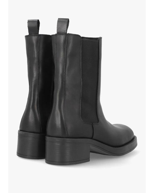 Daniel Black Curved Square Toe Block Heel Chelsea Boots