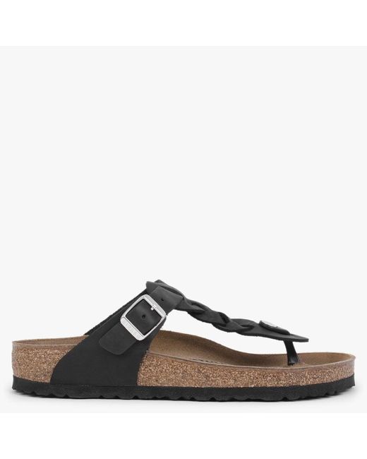 Birkenstock Gizeh Braided Regular Black Oiled Leather Toe Post Sandals |  Lyst Australia