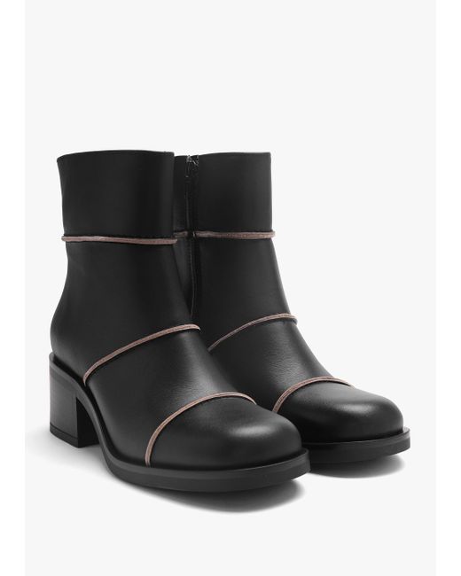 Daniel Tabitha Black Leather Block Heel Ankle Boots