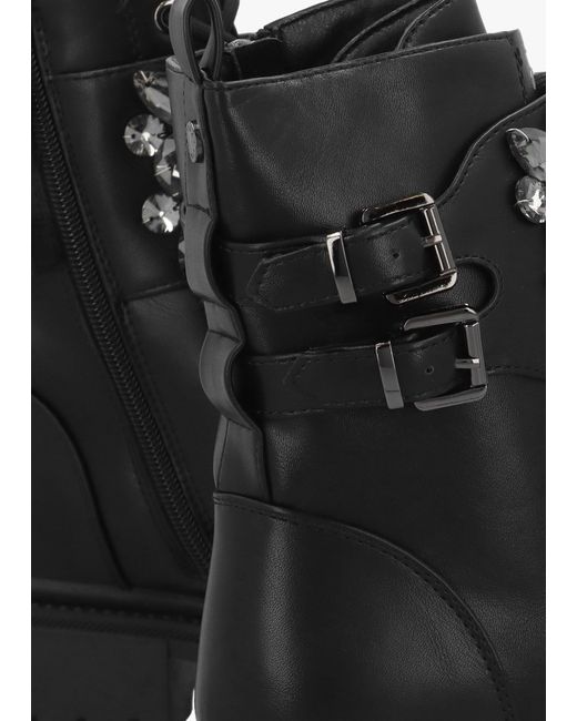 Moda In Pelle Black Oxaria Embellished Biker Boots
