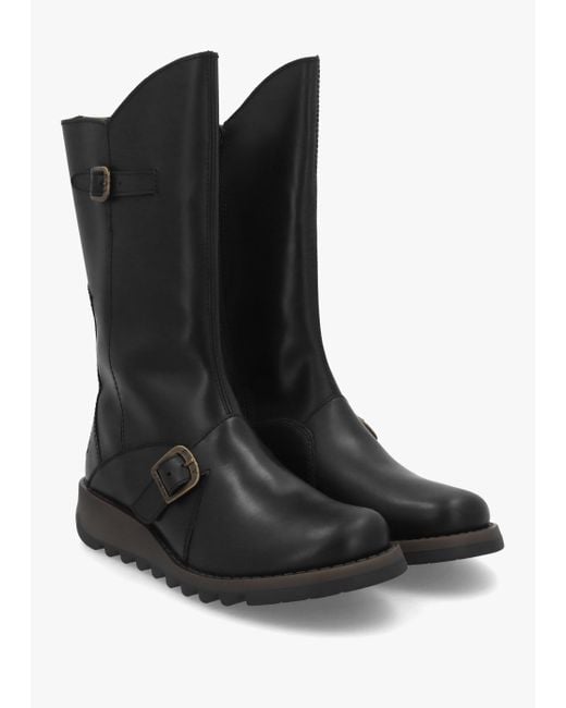 Fly London Black 'mes 2' Calf Length Boots
