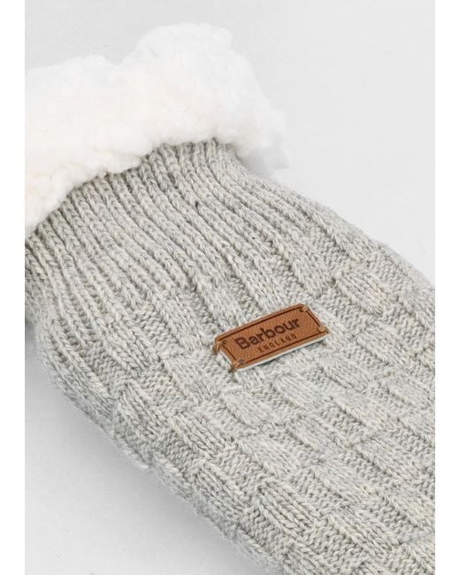 Barbour Gray Cable Knit Light Marl Wool Mix Lounge Socks