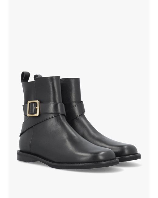 Evaluna Black Buckle Strap Ankle Boots