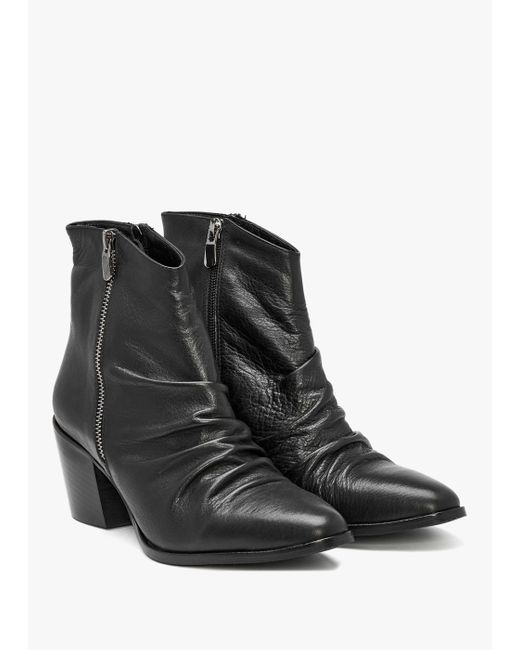 Moda In Pelle Coralie Black Leather Western Ankle Boots