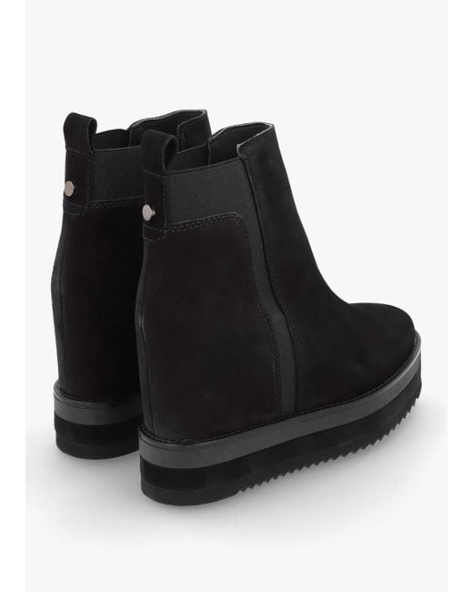 Alpe Azure Black Suede Wedge Chelsea Boots