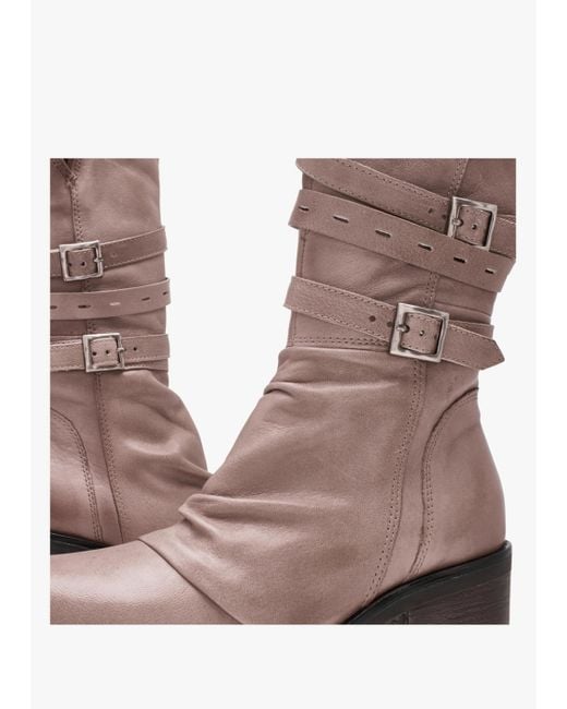 Moda In Pelle Brown Brendie Taupe Leather Block Heel Calf Boots
