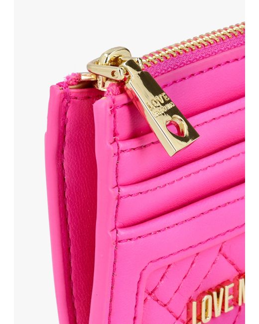 Love Moschino Pink Diamond Quilt Fuxia Card Holder