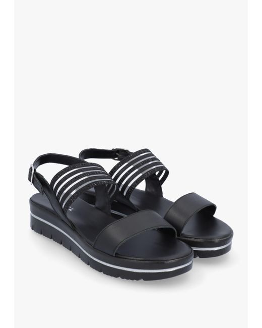 Daniel White Lozzie Two Strap Embellished Low Wedge Sandals Leather