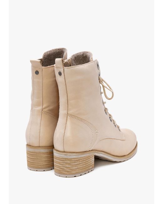Moda In Pelle Natural Bezzie Cream Leather Block Heel Ankle Boots