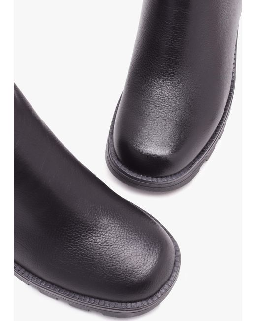 Caprice Black Leather Block Heel Chelsea Boots